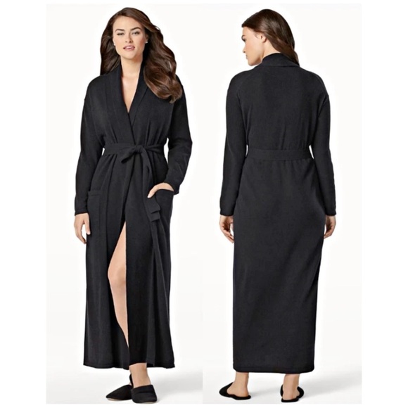 Arlotta 100% Cashmere Shawl Wrap 51" Long Belted Robe in Black Size XS  895$ - Picture 2 of 9